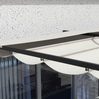 Outsunny Pérgola de Pared para Exterior con Techo Retráctil para Patio Terraza Jardín 390x290x220 cm Crema(m-8)