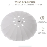 Outsunny Sombrilla de Jardín Ø250x240 cm con Manivela Parasol con Ángulo Inclinable con 18 Varillas para Exterior Gris Claro(m-6)