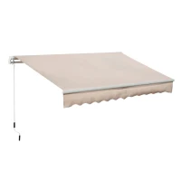 Outsunny Toldo Manual Retráctil 295x200 cm con Manivela de Metal Impermeable y Anti-UV para Jardín Terraza Beige(m-1)