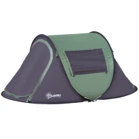 Outsunny Tienda de Camping Pop-up para 1-2 Personas Impermeable 3000 mm con Bolsillos y Bolsa de Transporte 250x150x100cm Verde(m-1)