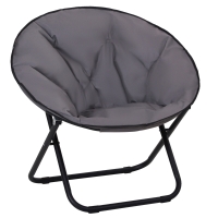 Outsunny Silla de Platillo Plegable Silla de Luna con Asiento de Tela Oxford y Patas de Metal Carga 120 kg 80x80x75 cm Gris
