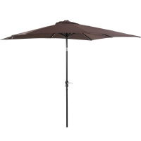 Outsunny Chapéu de Sol com Luzes LED 268x205x248 cm Chapéu de Sol de Jardim Inclinável até 45° e Abertura a Manivela Marrom
