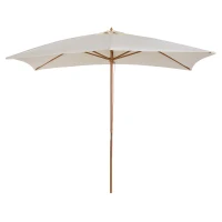 Outsunny Sombrilla Parasol 295x200x255 cm para Jardín Terraza con Mástil de Madera y Toldo de Poliéster 180g/m² Color Crema(m-1)