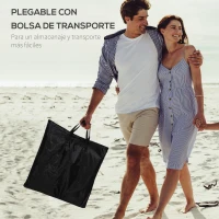 Outsunny Conjunto de 2 Esterillas con Respaldo Reclinable en 5 Niveles Reposacabezas y Bolsa de Transporte 134x48x33-43 cm Negro(m-6)