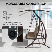 Outsunny Convertible Three-Seater Swing Bed - Khaki(m-5)