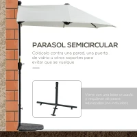 Outsunny Parasol de Terraza 200x190x240 cm con Manivela Poste de Acero y Base Cruzada Anti-UV para Terraza Balcón Crema(m-4)