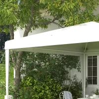 Outsunny Carpa Desmontable de Jardín 3x3 m Gazebo Cenador para Exteriores con 4 Orificios de Drenaje y Tubo de Acero Blanco(m-7)