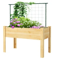 Outsunny Jardinera de Cultivo con Enrejado Huerto Urbano para Trepar Enredaderas Verduras Plantas Flores 120x60x75 cm Natural(m-11)