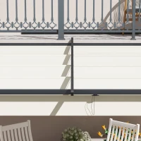 Outsunny Pérgola 3x3 m Cenador de Jardín con Techo Retráctil de Poliéster y Marco de Acero Crema y Gris Oscuro(m-8)
