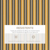 Outsunny Toldo para Balcón 350x250 cm con Manivela de Metal Impermeable y Anti-UV para Jardín Terraza Ventanas Gris y Amarillo(m-4)