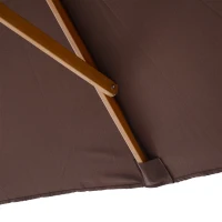 Outsunny Sombrilla Parasol 295x200x255 cm para Jardín Terraza con Mástil de Madera y Toldo de Poliéster 180g/m² Color Café(m-8)