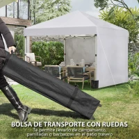 Outsunny Carpa Plegable Pop-up 3x3 m con 2 Paredes Laterales Anti-UV Altura Ajustable Sacos de Arena y Bolsa de Transporte Blanco(m-8)
