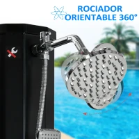 Outsunny Ducha Solar de Exterior de 35L con 2 Cabezales de Ducha Grifo y Agua Caliente 0-55℃ para Jardín 17,5x14,5x216 cm Negro(m-6)