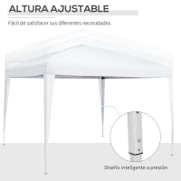 Outsunny Carpa Plegable con 4 Paredes Desmontables 3x3 m Cenador de Jardín con Bolsa de Transporte Impermeable Anti-UV Blanco(m-9)
