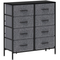 HOMCOM Fabric Chest of Drawers, Industrial Bedroom Dresser with 8 Fabric Drawers, Steel Frame and Wooden Top for Nursery, Living Room, Hallway, Black