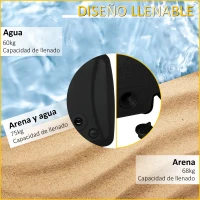Outsunny Base de Sombrilla con 2 Ruedas Rellenable de Agua 60 kg Arena 68 kg o Mixto 75 kg 80x60x17 cm Negro(m-5)