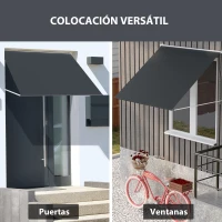 Outsunny Toldo Retráctil de Exterior con Marco de Aluminio Ángulo de Inclinación Ajustable Anti-UV 150x120 cm Gris Oscuro(m-6)