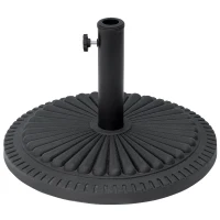 Outsunny Base para Sombrilla de Jardín Peso Neto 14 kg Soporte de Parasol Apto para Postes de 35mm/38mm/48mm Rellena de Cemento Metal para Terraza Exterior Ø49x32 cm Negro(m-1)