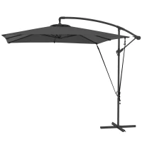 Outsunny Chapéu de Sol Excêntrico 247x247 cm com Base Cruzada Capa Ajustável Manivela Capa Protectora e Corda de Vento Cinza Escuro(m-11)