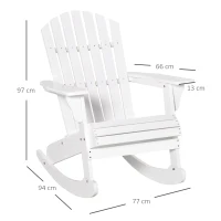 Outsunny Silla Adirondack de Madera 77x94x97 cm para Jardín Terraza Exterior de Estilo Rústico Carga 130kg Blanco(m-3)