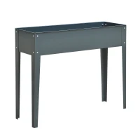 Outsunny Jardinera Elevada Cama de Jardín Elevada Rectangular Mesa de Cultivo para Plantas Verduras y Flores con 3 Orificios de Drenaje 100x30x80 cm Gris(m-1)