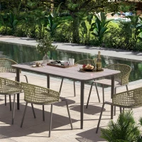 Outsunny Garden Table, Outdoor Dining Table for 6 People, 160 x 90 x 74 cm, with Rust Resistant Metal Frame, WPC Top, for Balcony, Terrace, Light Grey(m-2)