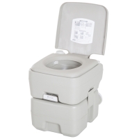 HOMCOM Inodoro Portátil Químico Baño Móvil WC 20L con Extraíble Tanque de Aguas Residuales y Tanque de Agua para Camping Viaje Ancianos Caravana Barco con Cisterna Carga 147 kg 41,5x36,5x42 cm HDPE