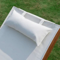 Outsunny Tumbona tipo Hamaca para Jardín Terraza Piscina o Patio Tumbona de Madera y Textilene 161x72x68cm Crema(m-8)