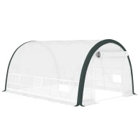 Outsunny 4 x 3(m) Walk-In Tunnel Greenhouse, with Accessories - White(m-1)