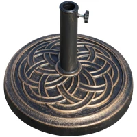 Outsunny Base de Sombrilla de Jardín Peso Neto 12 kg Soporte de Parasol Redondo Apto para Postes de 38mm/48mm Resina y Acero para Terraza Patio Exterior Ø45x33 cm Bronce(m-11)