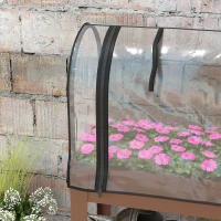 Outsunny Huerto Urbano Elevado 80x40x120 cm con Cubierta de Invernadero y Estante Inferior para Cultivo Plantas Flores Marrón(m-9)