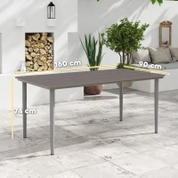 Outsunny Garden Table, Outdoor Dining Table for 6 People, 160 x 90 x 74 cm, with Rust Resistant Metal Frame, WPC Top, for Balcony, Terrace, Dark Grey(m-3)