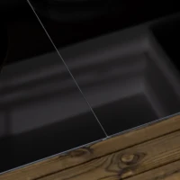 Outsunny Mesa de Exterior Rectangular con Marco de Aluminio y Encimera de Cristal Carga 50 kg para Jardín 150x90x74 cm Negro(m-9)