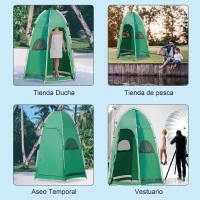 Outsunny Tienda de Ducha Portátil Tienda de Privacidad Emergente 122x122x213 cm UPF30+ Cambiador para Camping WC Inodoro Verde(m-7)
