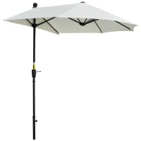Outsunny Parasol de Terraza 200x190x240 cm con Manivela Poste de Acero y Base Cruzada Anti-UV para Terraza Balcón Crema(m-10)