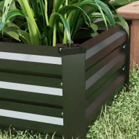 Outsunny Set de 2 Jardineras de Exterior de Acero Rectangulares para Cultivos Plantas Flores para Patio 100x60x30 cm Gris Oscuro(m-9)