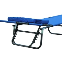 Outsunny Tumbona Plegable con Respaldo Regulable en 4 Posiciones Tumbona de Jardín con Almohada Marco Metálico y Tela Oxford para Camping Playa Terraza Carga 120 kg 190x56x28 cm Azul(m-8)