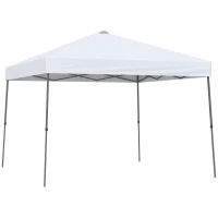 Outsunny Cenador Plegable 3x3m Carpa de Jardín con Bolsa de Transporte con Ruedas Impermeable y Marco de Acero Gazebo para Exterior Fiestas Camping Blanco(m-11)