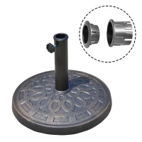 Outsunny Base para Sombrilla de Jardín de 12 kg Soporte de Parasol Redondo de Resina para Postes de 38mm/48mm Ø44x34 cm Bronce(m-5)