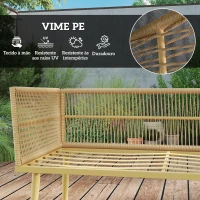 Outsunny Conjunto de Jardim de Vime Sintético de 4 Peças com 2 Sofás de 2 Lugares 1 Apoio para os Pés 1 Mesa de Centro Madeira e Creme(m-5)