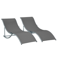 Outsunny 2 Tumbonas Plegables con Marco de Aluminio en Forma de S Carga de 120 kg para Piscina Terraza 165x61x63 cm Gris Oscuro