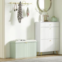 HOMCOM Elegant Eight Shoe Bench, with Top Seat - Green(m-8)