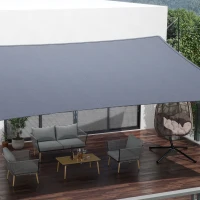 Outsunny Toldo de Terraza Rectangular 4x6 m de HDPE con Anillas de Acero Inoxidable y Cuerdas para Jardín Patio Gris(m-9)
