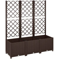 Outsunny Floreira com Treliça de PP com Drenagem e Amplo Espaço para Plantas Trepadoras Vaso com Suporte para Jardim 120x40x135 cm Marrom(m-1)