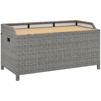 Outsunny 130 L Rattan Garden Storage Box, with Seat - Grey(m-1)