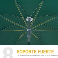 Outsunny Sombrilla de Playa Diámetro de Ø202 cm con Techo Inclinable Poste Desmontable y Pincho Inferior para Jardín Verde(m-7)