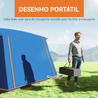 Outsunny Tenda de Campismo Familiar para 4-6 Pessoas com 2 Quartos Alpendre Impermeável 3000 mm Anti-UV 430x305x195 cm Azul(m-7)