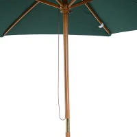 Outsunny Sombrilla Parasol de Madera Ø250x230cm para Exterior con 6 Varillas Sistema de Polea Color Verde(m-9)