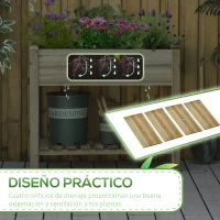 Outsunny Huerto Urbano de Madera con Estante 91x51x76 cm Mesa de Cultivo Rectangular con Orificios de Drenaje para Cultivos Plantas Jardín Terraza Exterior Color Natural(m-6)
