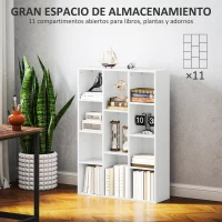 HOMCOM Estantería de Almacenaje con 11 Compartimentos Diseño Vertical u Horizontal para Libros Decoración 74,3x24x106 cm Blanco(m-4)